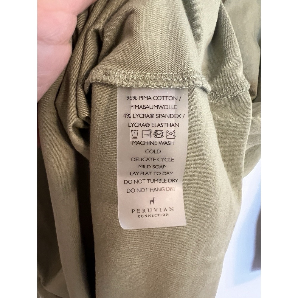 Peruvian Connection Extreme T-Neck Olive Gree Shirt L Pima Cotton Turtleneck - Picture 4 of 5